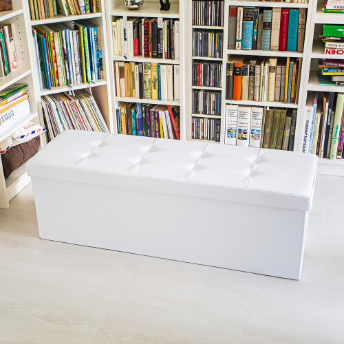 Banc de rangement pliable en cuir artificiel 1