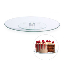 Rotating glass cake plate