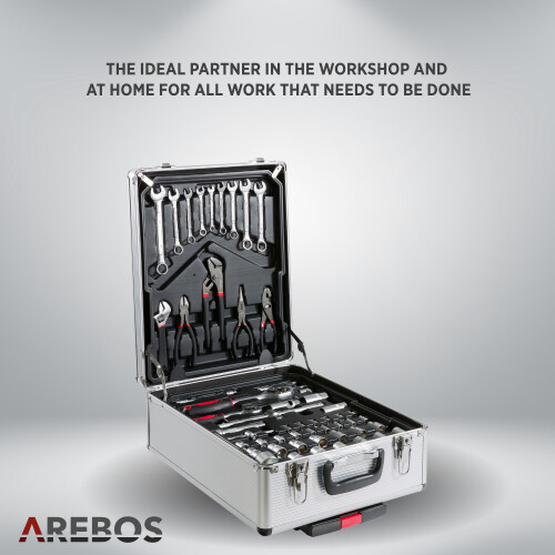 AREBOS AREBOS 1200 pcs Tool Kit with Metal Tool Box DIY Hand Tools Storage 1
