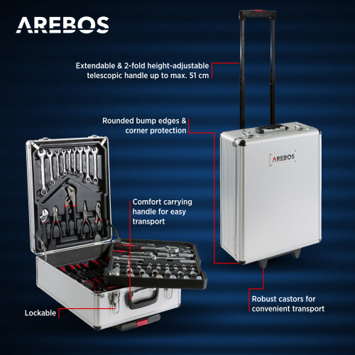 AREBOS AREBOS 1200 pcs Tool Kit with Metal Tool Box DIY Hand Tools Storage 2