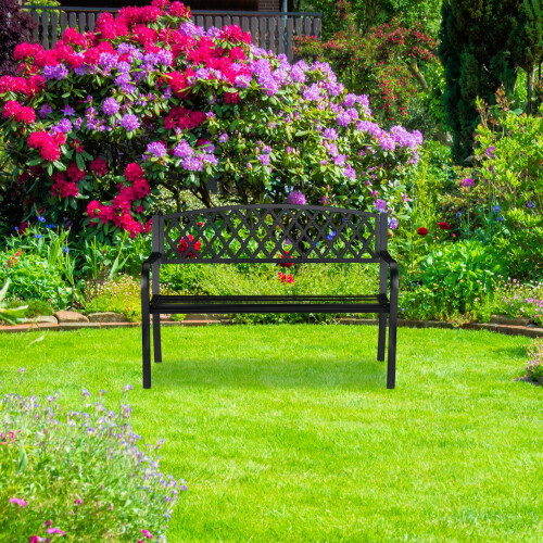 Metall-Gartenbank mit Flechtmuster 1