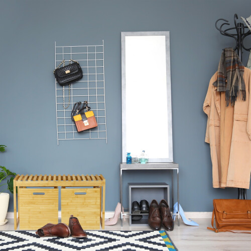 Hall bench with bamboo storage 1