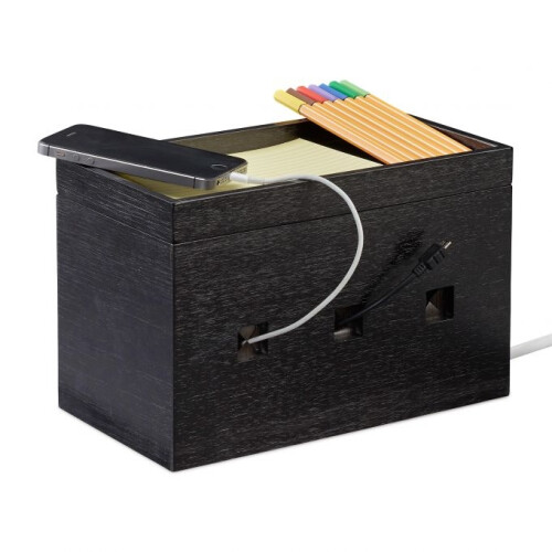 Kabelbox Bambus schwarz