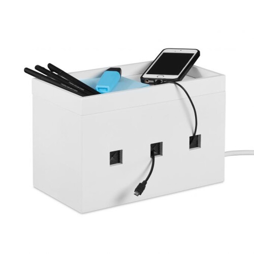 Kabelbox Bambus weiß