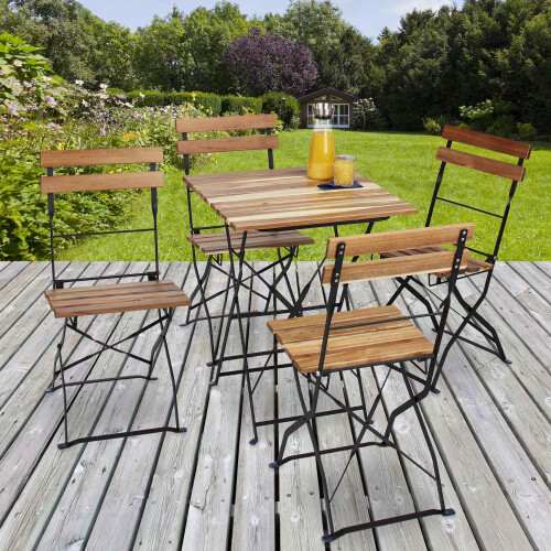 Natur Gartenstuhl im 4er Set 1