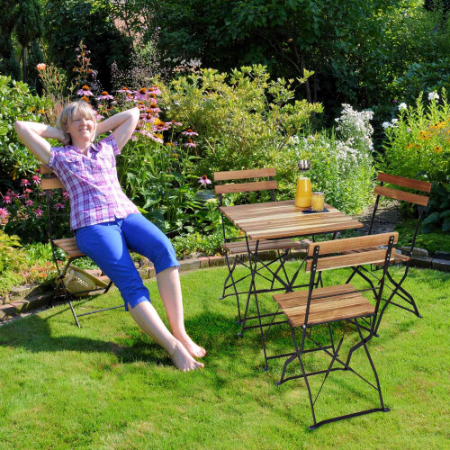 Natur Gartenstuhl im 4er Set 2