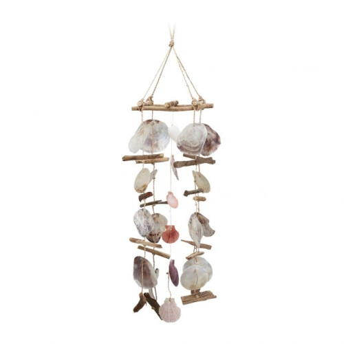 Carillon éolien en bois flotté avec coquillages