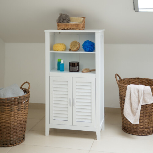Badezimmerschrank weiß LAMELL 1