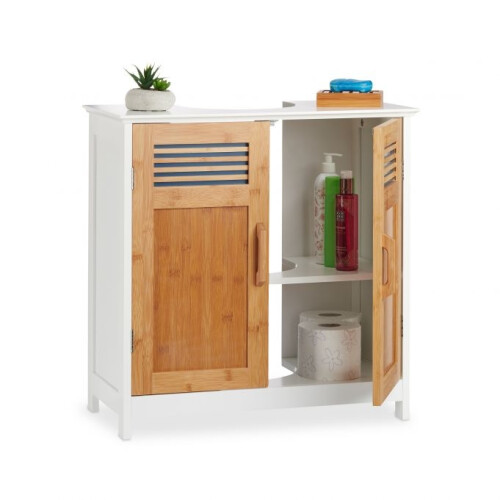 Waschbeckenschrank mit Bambustüren