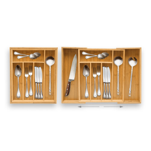 Besteckkasten Bambus 48 cm ausziehbar 2