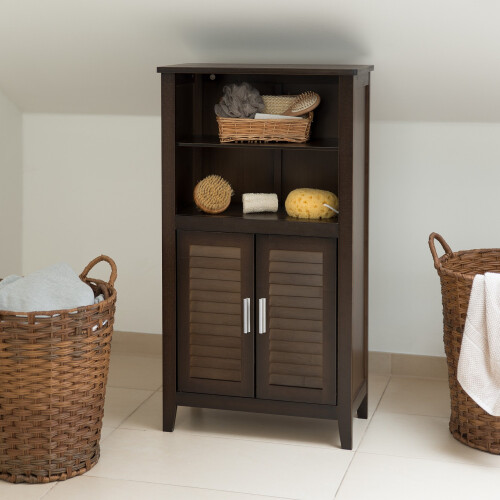 Badezimmerschrank dunkelbraun LAMELL 1