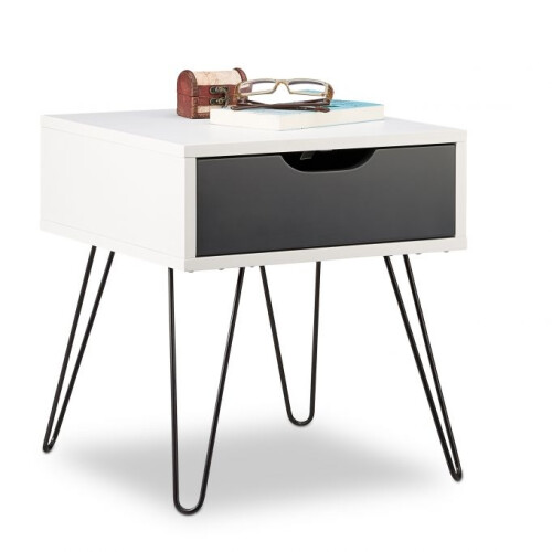 White & gray bedside table