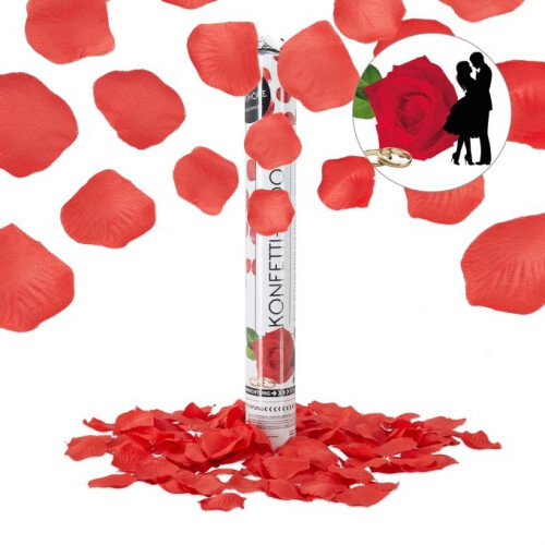 Konfettikanone rote Rosenblätter
