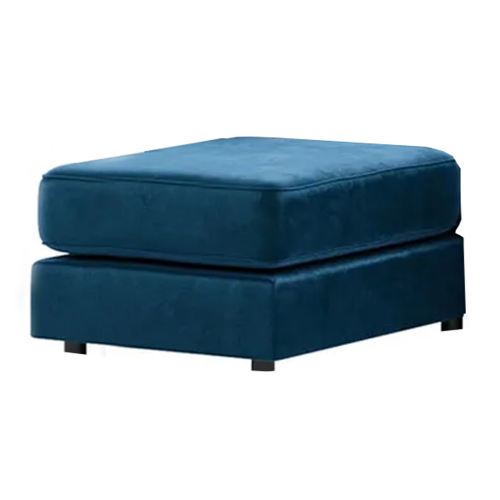 (Blue, Footstool) Brooklyn Plush Velvet Foam Corner Sofa