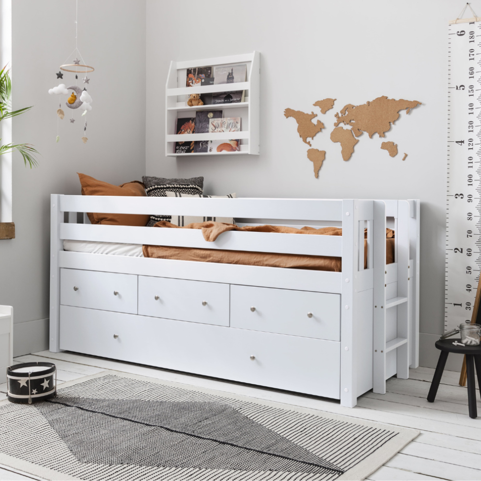 (White) Matilda Midsleeper Cabin Bed with Storage Drawers