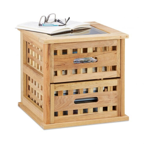 Mesa auxiliar de nogal con 2 cajones