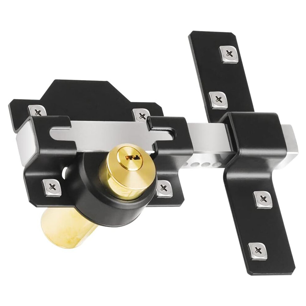 Jvsurf Both Side Lock Door 50Mm Long Throw Gate Lock Stainless Steel Grade Lockable With Rear Double Locking For Yard Garden Doors/Gates Supplied 5 Keys 50Mm