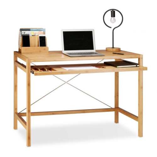 Computertisch aus Holz mit Tastaturschublade