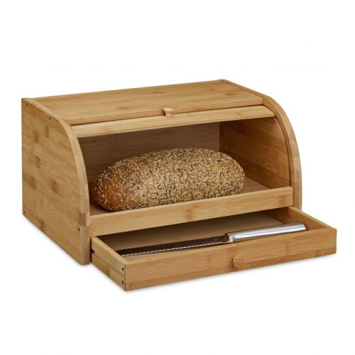 Rollbarer Brotkorb mit Schublade aus Bambus