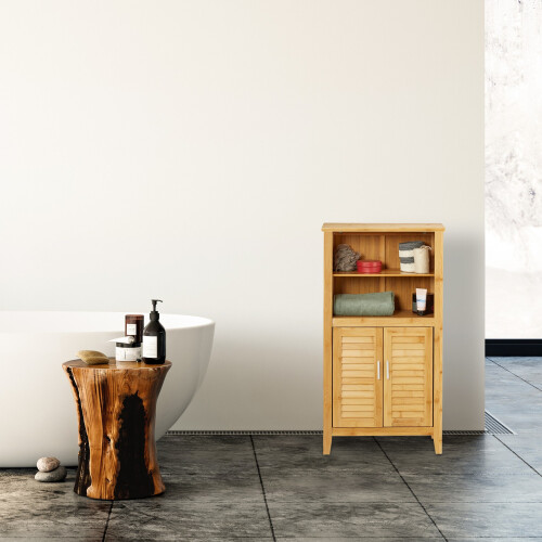 Badezimmerschrank LAMELL Bambus 1