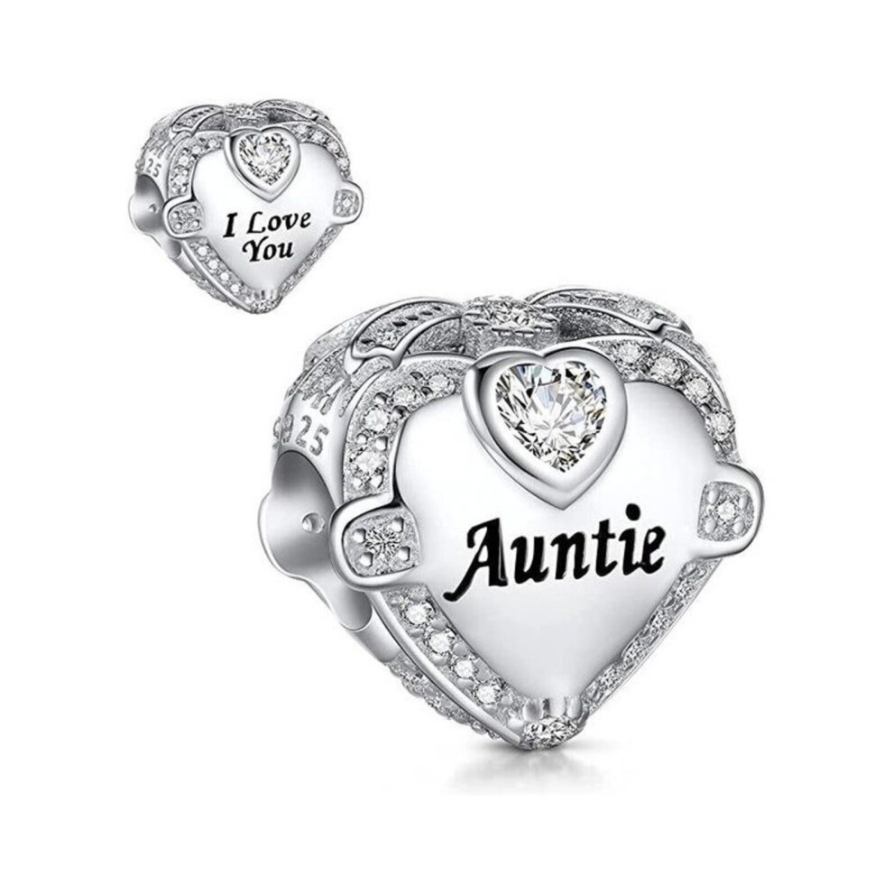 I Love You Auntie sterling silver charm for women fit pandora bracelet
