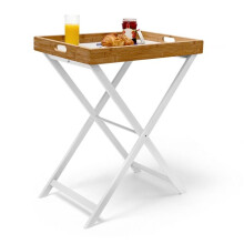 Tabletttisch aus Holz und Bambus 72 cm