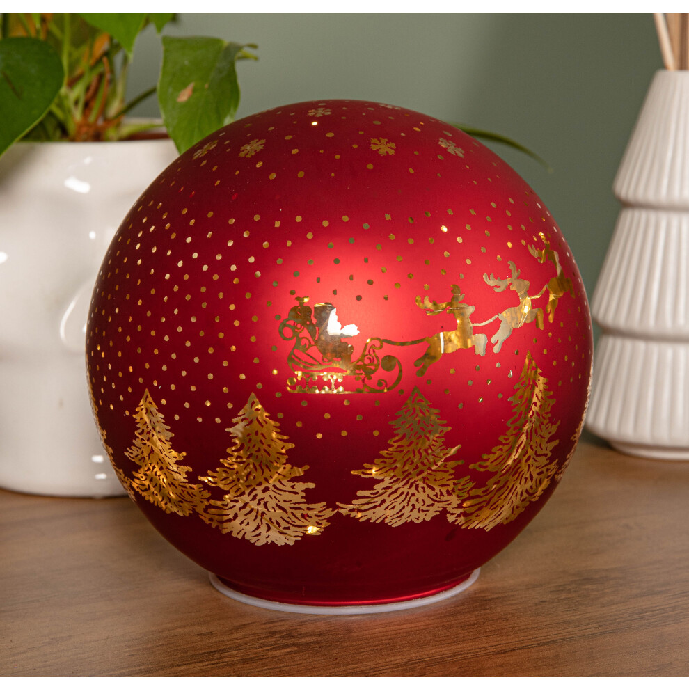 Light/Red/White 15Cm Battery Operated Up Santa Glass Ball In With Warm Leds - Image 3