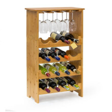 Bambus-Weinregal 16 Flaschen + 12 Gläser