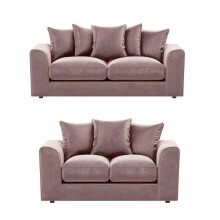 (Pink, 3 & 2 Seater Set) Brooklyn Plush Velvet Fibre 3 & 2 Seater Sofa Set