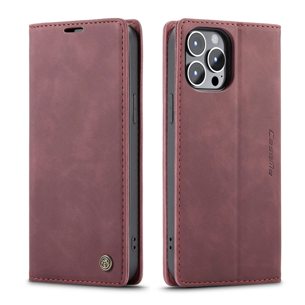 Flip Case For Iphone 16 / 16 Plus / 16 Pro / 16 Pro Max Pu Leather Wallet Stand / Iphone 16 Pro Max / Burgundy Purple 7865574615066