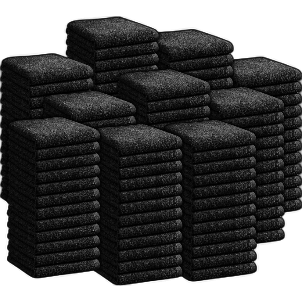 (Black, 100-Piece) Luxury Face Cloths Towels 100% Egyptian Cotton Flannels Wash Cloths Towels 500GSM