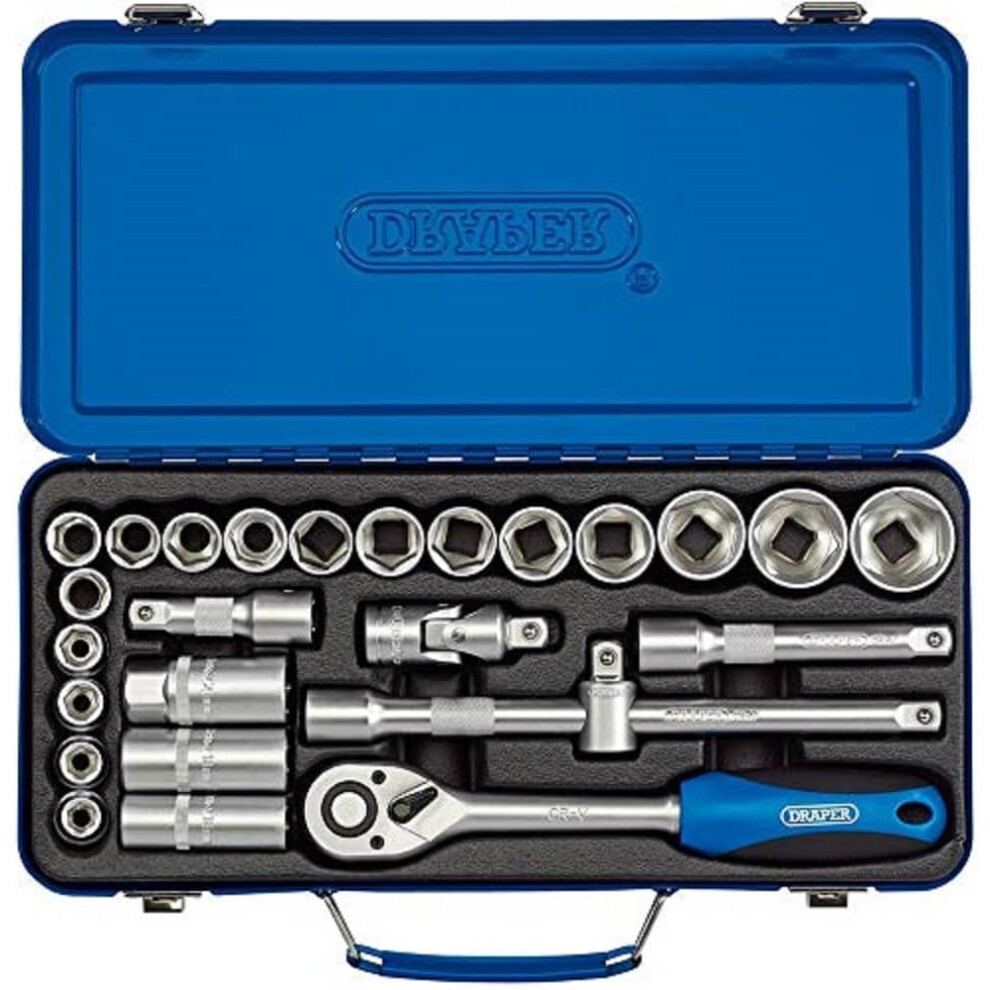 Draper 16368 1/2-Inch Square Drive Square Drive Metric 26 Piece Socket Set