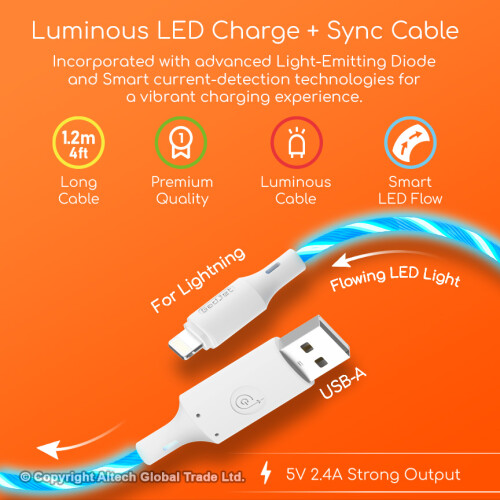 Luminous LED Charge + Sync Cable CA15 1.2m High Speed Transfer 1