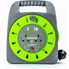 STATUS 2 Socket Cable Reel 18m Green Extension Lead 13A with Thermal Cut Out Heavy Duty Outdoor Extension Lead S18M2G13ACR4