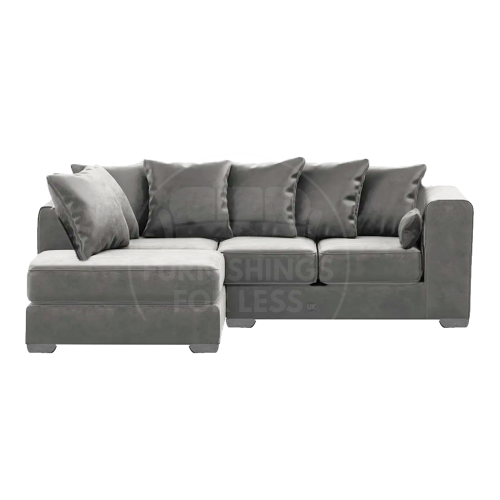 (Grey, Left Hand Facing) Ella Plush Velvet Corner Sofa Range
