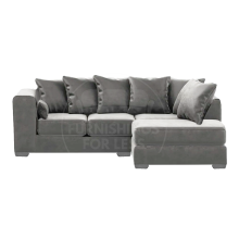 (Grey, Right Hand Facing) Ella Plush Velvet Corner Sofa Range