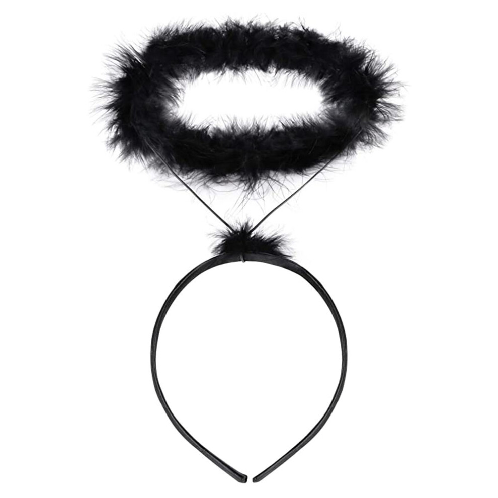 Angel Halo - White Feather Fluffy Headband Accessories For Angel Costumes For Adults And Kids