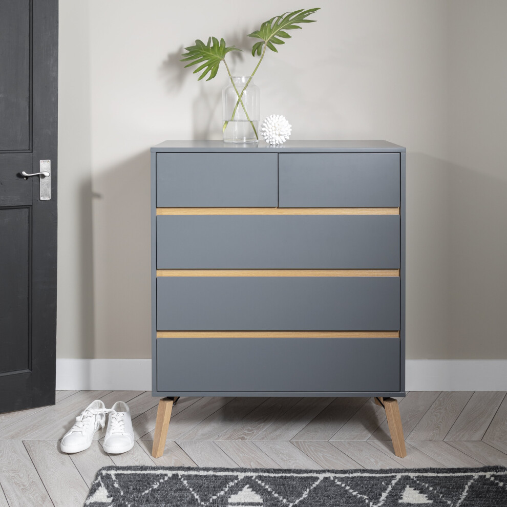 Otto Chest of Drawers 3+2 Drawer in Silk Grey