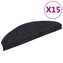 vidaXL 15-Pack Self-Adhesive Needle-Punched Stair Mats 65x21x4 cm, Black – Anti-Slip Tread Rugs (132698)