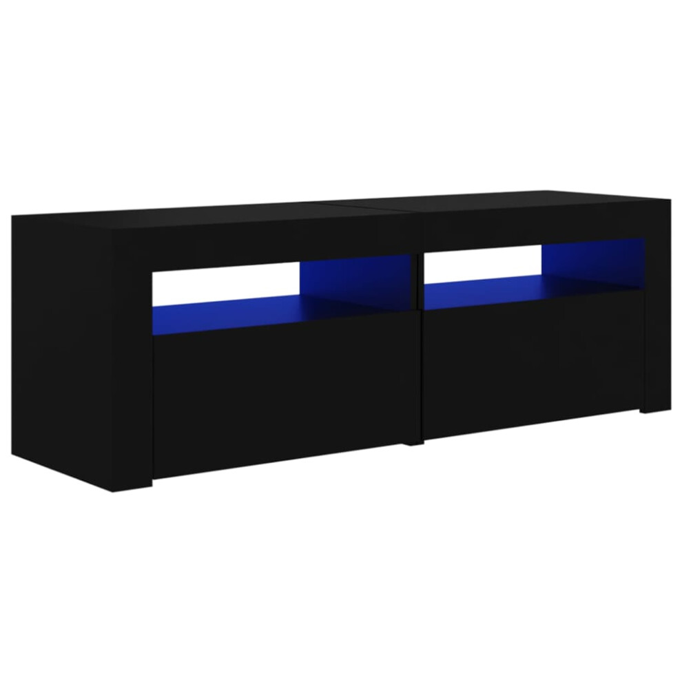 vidaXL TV Cabinet with LED Lights Black Hifi Stand Desk Living Room Furniture