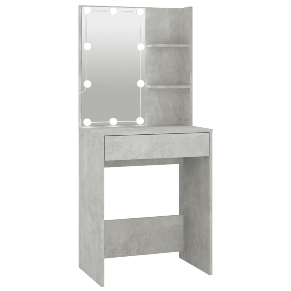 (Concrete grey) vidaXL Dressing Table with LED Makeup Vanity Desk Cosmetic Table Multi Colours