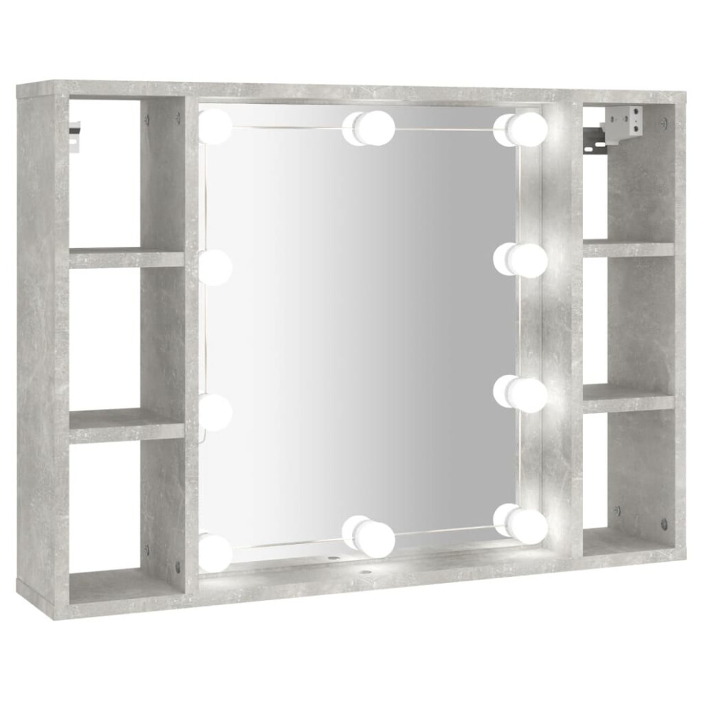 (Concrete grey) vidaXL Mirror Cabinet with LED Washroom Storage Cabinet Bathroom Vanity Unit