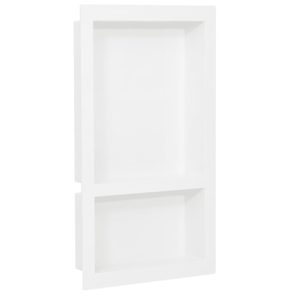 vidaXL Shower Niche with 2 Compartments High Gloss White Home Shampoo Shelf