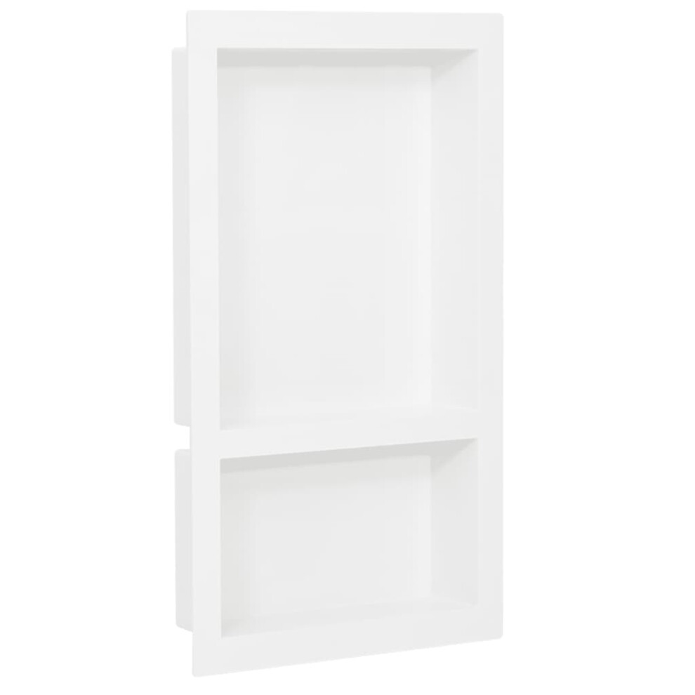 vidaXL Shower Niche with 2 Compartments High Gloss White Home Shampoo Shelf