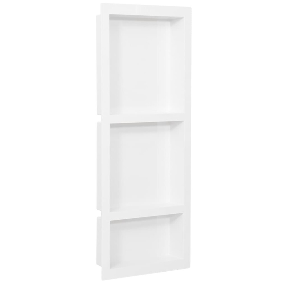 vidaXL Shower Niche with 3 Compartments Matt White Home Bathroom Shampoo Shelf