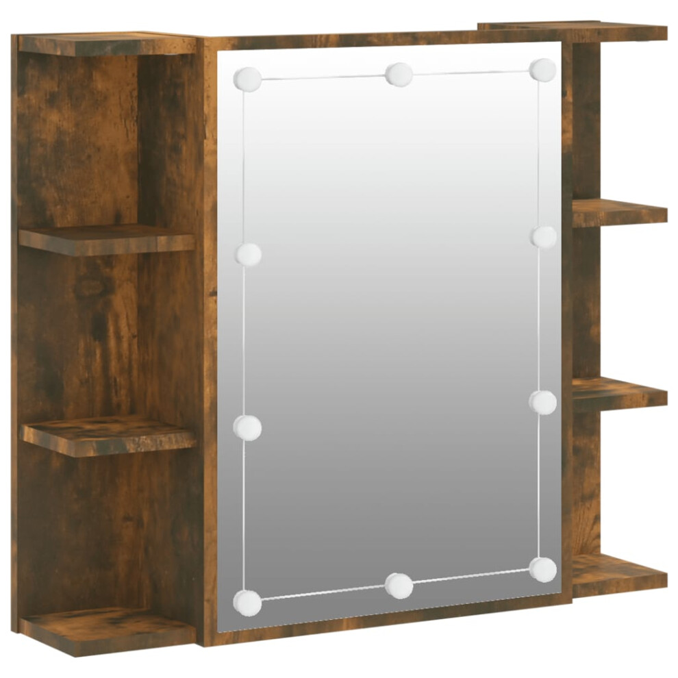 (Smoked oak) vidaXL Mirror Cabinet with LED Washroom Storage Cabinet Bathroom Vanity Unit