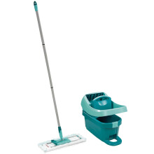 Set stoomreiniger met emmer en wieltjes Leifheit Profi XL Mobile 55096, vlakke mop met 360 micro duo hoes.