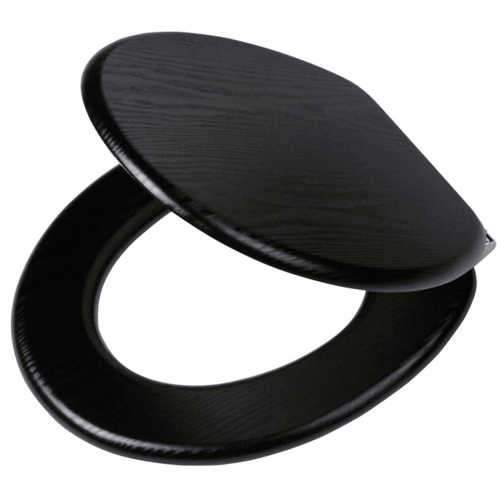 Tiger Soft-Close Bathroom Lavatory Toilet Seat Blackwash MDF Black 252030746