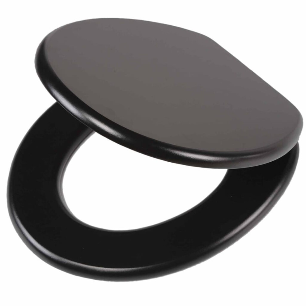Tiger Bathroom Lavatory Toilet Seat Cover Lid Leatherlook MDF Black 252540746