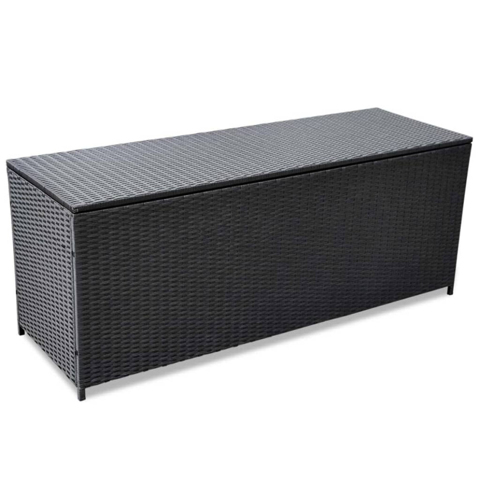 vidaXL Storage Box Poly Rattan Black 150x50x60cm Outdoor Utility Chest Case-image-OPC-PD8BWF-NEW